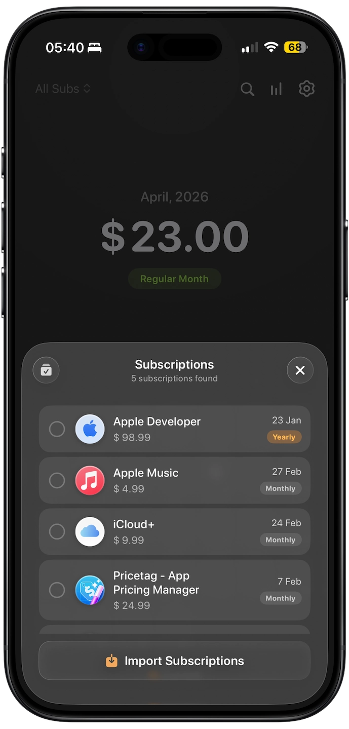 Subscription Day iOS Screen 3